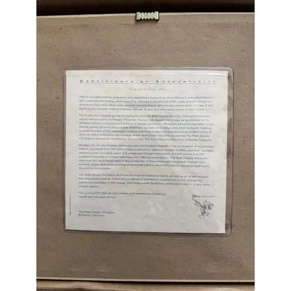 Super-duper RARE. “Lady and the Tramp” serigraph w/cert.